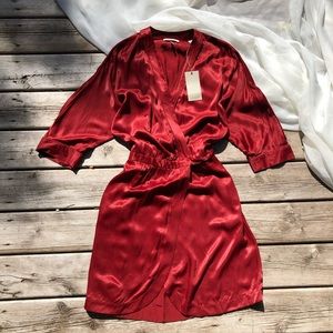 SCOTCH & SODA | NWT brick red satin wrap dress